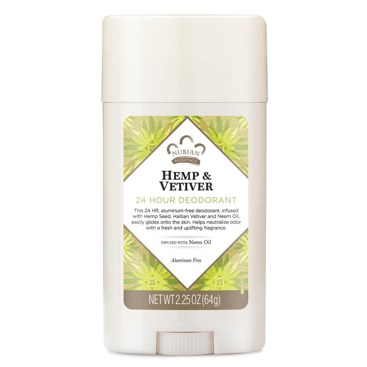 Nubian Heritage 24 Hour Natural Deodorant Indian Hemp and Haitian Vetiver, 2.25 Oz